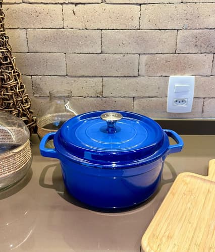 Panela Caçarola Ferro Fundido Esmaltada Redonda 22cm