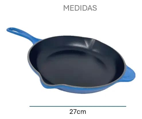 Frigideira Ferro Fundido Esmaltada Redonda 27cm Azul