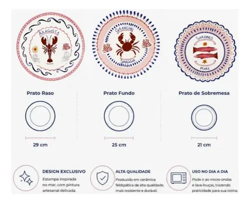 Jogo De Jantar Di Mare 18 Pçs Alleanza Náutico Náutico