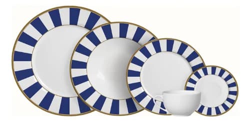 Jogo De Jantar Stripe 30 Pçs Com Xícara 6 Pessoas Azul Stripe