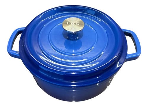Panela Caçarola Ferro Fundido Esmaltada Redonda 20cm Azul
