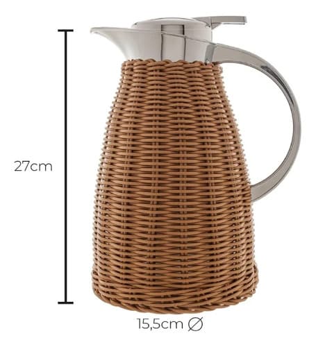 Garrafa Térmica De Aço Inox Rattan Marrom Wolff Marrom