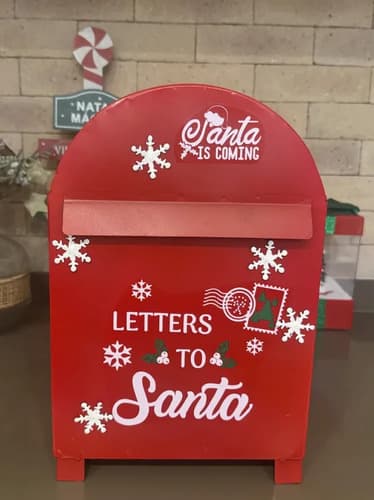 Caixa De Correio Cartas Papai Noel Natal Vermelha Metal Vermelho