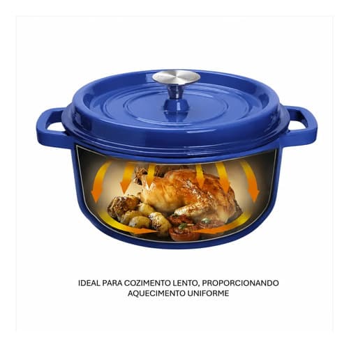 Kit Panela 22cm + Frigideira 27cm Ferro Fundido Esmaltado Azul