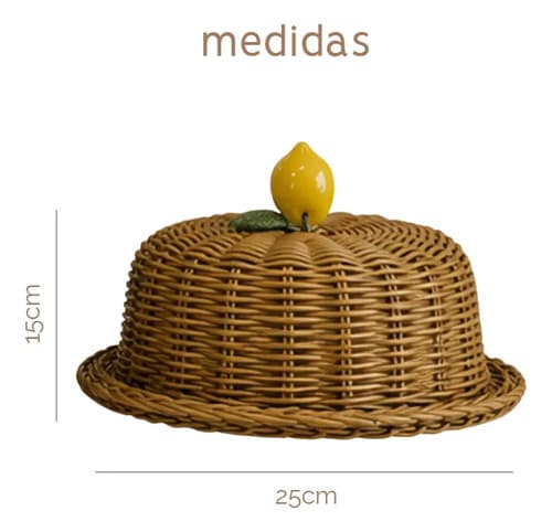 Kit Queijeira + Boleira Vime Aplique Limão Siciliano Caramelo