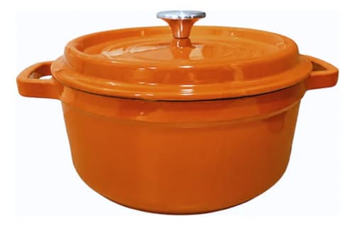 Panela Caçarola Ferro Fundido Esmaltada Redonda 20cm Laranja