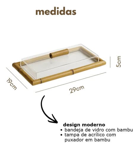 Kit Porta Frios Bambu E Vidro Com Pegador Café Da Manhã Bambu