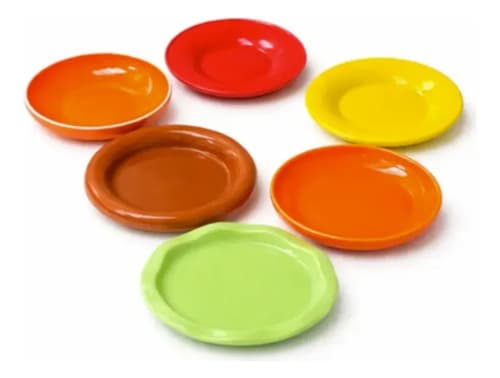 Kit 6 Pratos Empilhaveis Cerâmica Hamburguer Colorido Hambúrguer