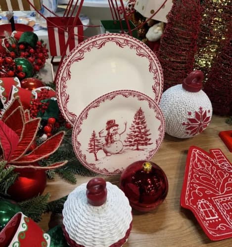 Bola Enfeite De Mesa Natal Resina Branca/vermelha 18cm Branca/vermelha Liso
