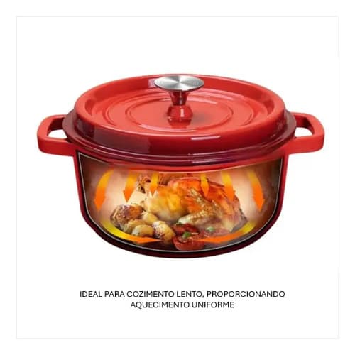 Panela Caçarola Ferro Fundido Esmaltada Redonda 24cm