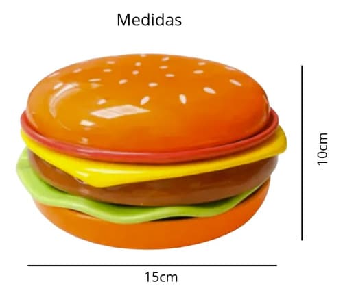 Kit 6 Pratos Empilhaveis Cerâmica Hamburguer Colorido Hambúrguer