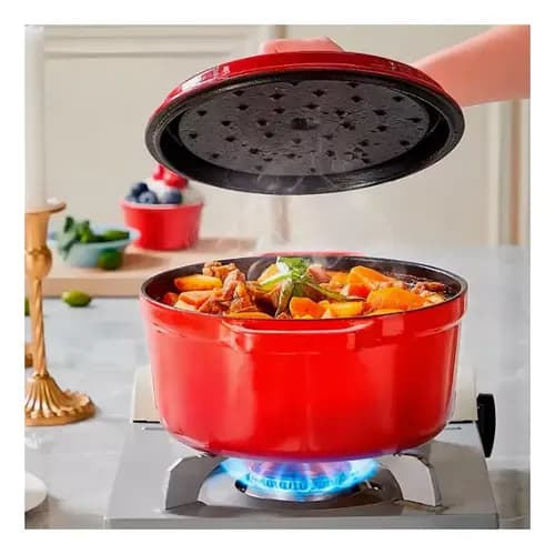 Panela Caçarola Ferro Fundido Esmaltada Redonda 24cm