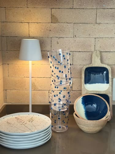 Kit Copos E Bowls Acrilico Bolhas 18 Pçs Azul Transparente Azul