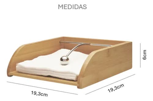 Porta Guardanapo Bambu Com Peso Papel Mesa