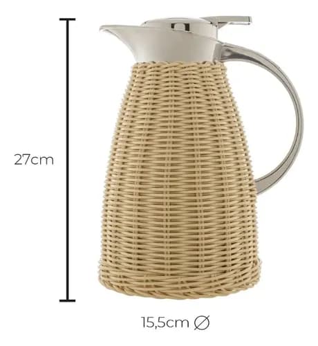 Garrafa Térmica De Aço Inox Rattan Marrom Wolff Bege