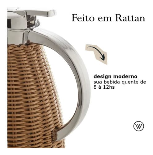 Garrafa Térmica De Aço Inox Rattan Marrom Wolff Marrom