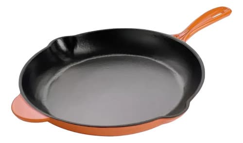 Kit Panela 24cm + Frigideira 27cm Ferro Fundido Esmaltado Laranja