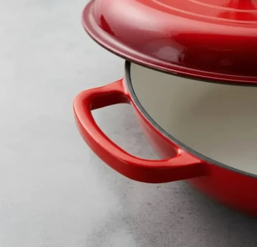 Panela Caçarola Ferro Fundido Esmaltada 26cm Com Tampa Vermelho