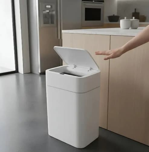 Lixeira Automática 16l Cozinha/lavanderia Branca Branca