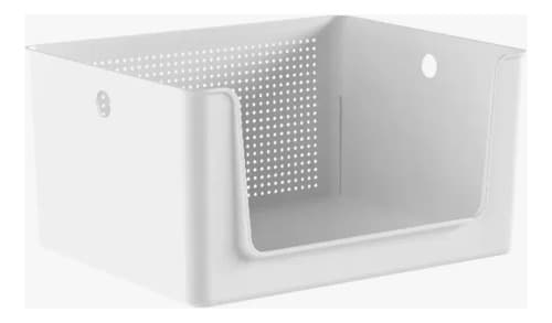 Caixa Cesto Flow Com Abertura Frontal 16 Litros Organizador Branco