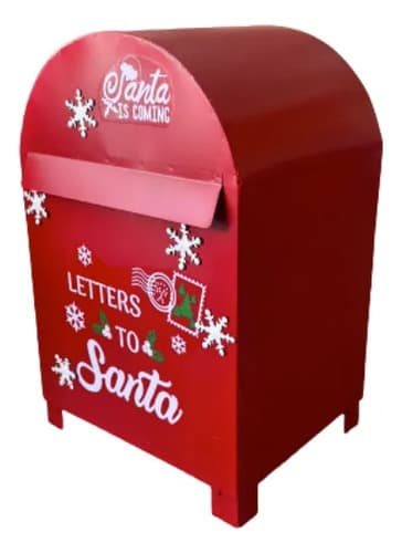 Caixa De Correio Cartas Papai Noel Natal Vermelha Metal Vermelho