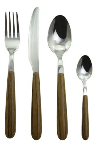 Faqueiro De Inox Cabo Amadeirado Arredondado 24 Pcs Marrom