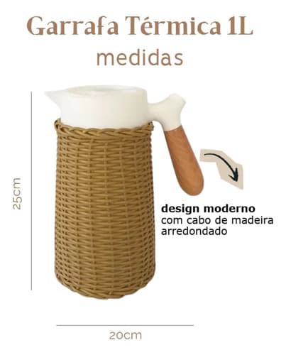 Garrafa Térmica 1l Vime Marron Mesa Do Café Branca/marrom