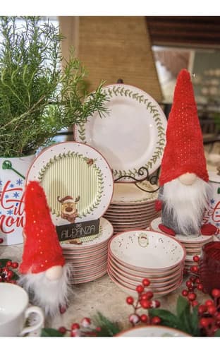 Jogo Jantar Natalino Ludic Noel Mesa Posta 12 Peças Verde Noel