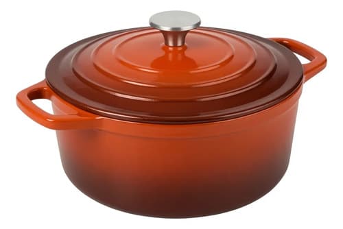 Panela Ferro Fundido Esmaltada Vermelha 25cm Fundo Branco Vermelho