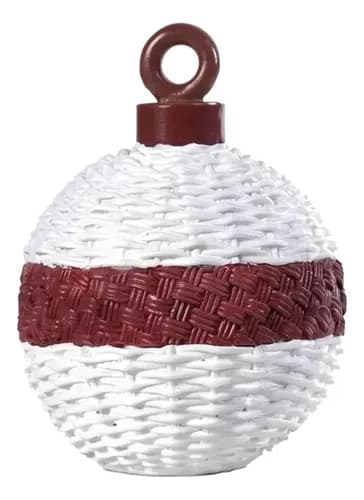 Bola Enfeite De Mesa Natal Resina Branca/vermelha 18cm Branca/vermelha Liso