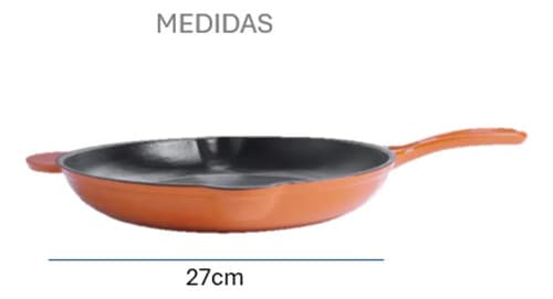 Kit Panela 24cm + Frigideira 27cm Ferro Fundido Esmaltado Laranja