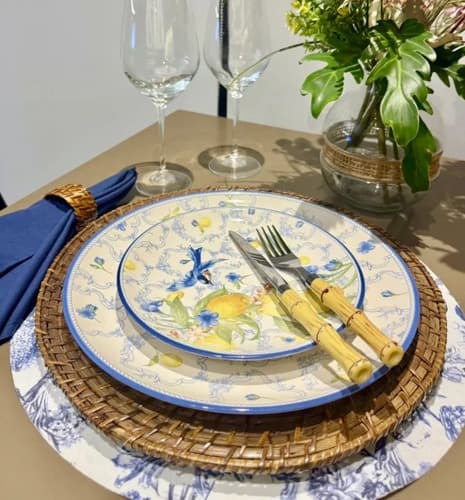 Jogo De Jantar 12 Peças Sicilia Alleanza Raso+sobremesa Amarelo Florido