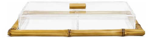 Kit Porta Frios Bambu E Vidro Com Pegador Café Da Manhã Bambu