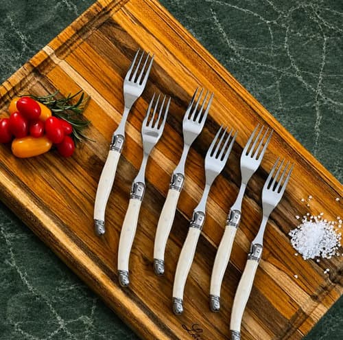 Jogo De Talheres Para Churrasco 12 Pçs Garfo E Faca Bege