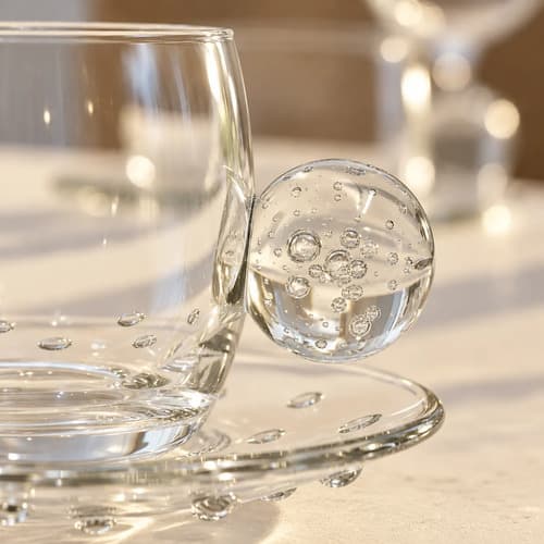 Conjunto 6 Xícaras Esfera Transparente Com Pires 90ml Transparente