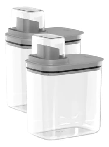 Kit 2 Dispenser Organizador Lavanderia Sabão Amaciante 1,5l Cinza