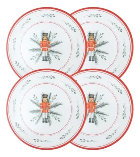 Kit 4 Sousplats Natal Quebra Nozes 33cm Mesa Posta Vermelho Quebra Nozes