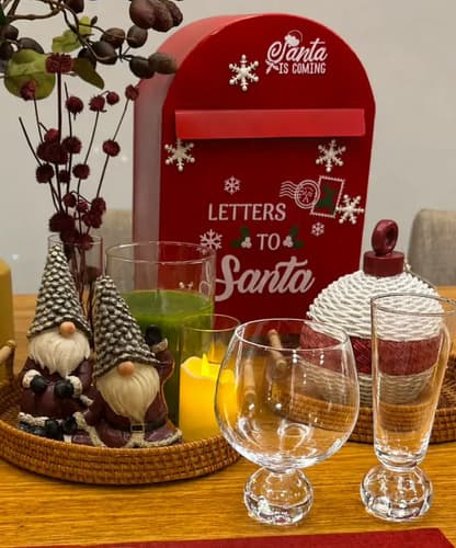 Caixa De Correio Cartas Papai Noel Natal Vermelha Metal Vermelho