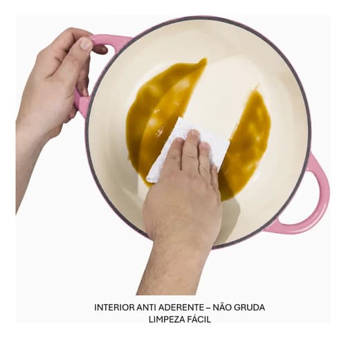 Jogo De Panelas Ferro Fundido Esmaltado 7 Peças Rosa