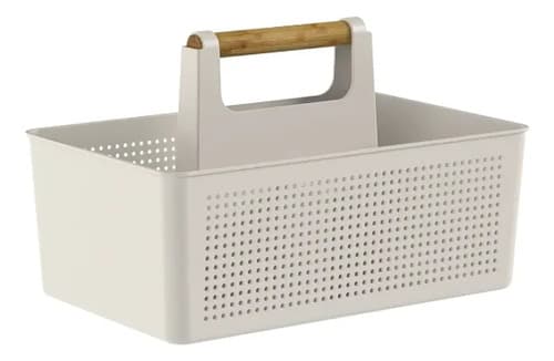 Kit Lavanderia Organização 3 Pç Cesto Borrifador + Escova Ou Bege