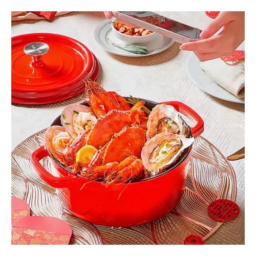 Panela Caçarola Ferro Fundido Esmaltada Redonda 24cm