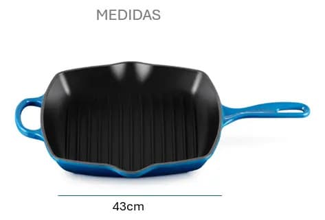 Frigideira Grelha Ferro Fundido Esmaltada Nkf Home Azul