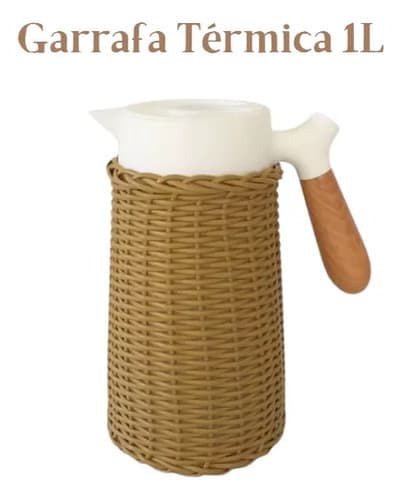 Garrafa Térmica 1l Vime Marron Mesa Do Café Branca/marrom