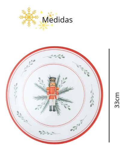 Kit 4 Sousplats Natal Quebra Nozes 33cm Mesa Posta Vermelho Quebra Nozes