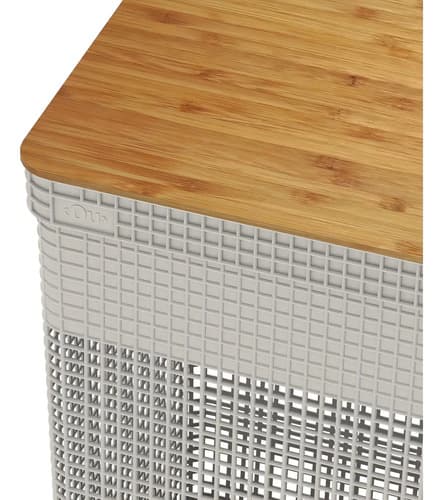 Cesto Roupas Grid 49l Tampa Bambu Bege