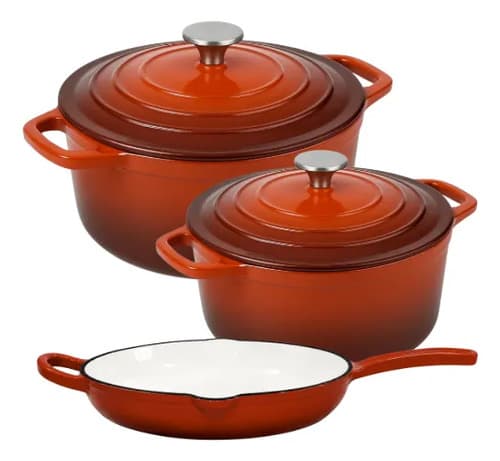 Panela Ferro Fundido Esmaltada Vermelha 25cm Fundo Branco Vermelho