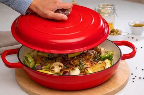 Panela Caçarola Ferro Fundido Esmaltada 30cm Vermelho