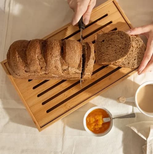 Tábua Bandeja Migalheira Grande Bambu Mesa Posta Pão Liso Madeira