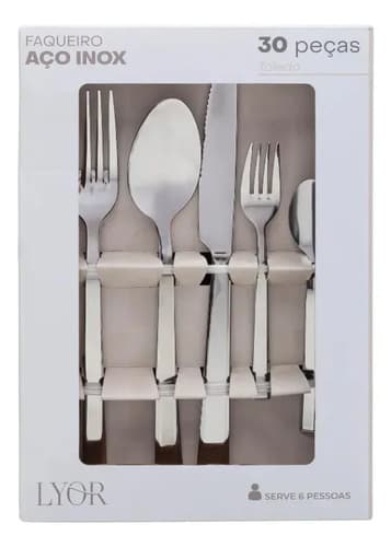 Faqueiro Toledo 30 Peças Aço Inox - Lyor Prateado