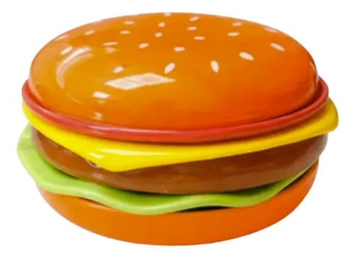 Kit 6 Pratos Empilhaveis Cerâmica Hamburguer Colorido Hambúrguer